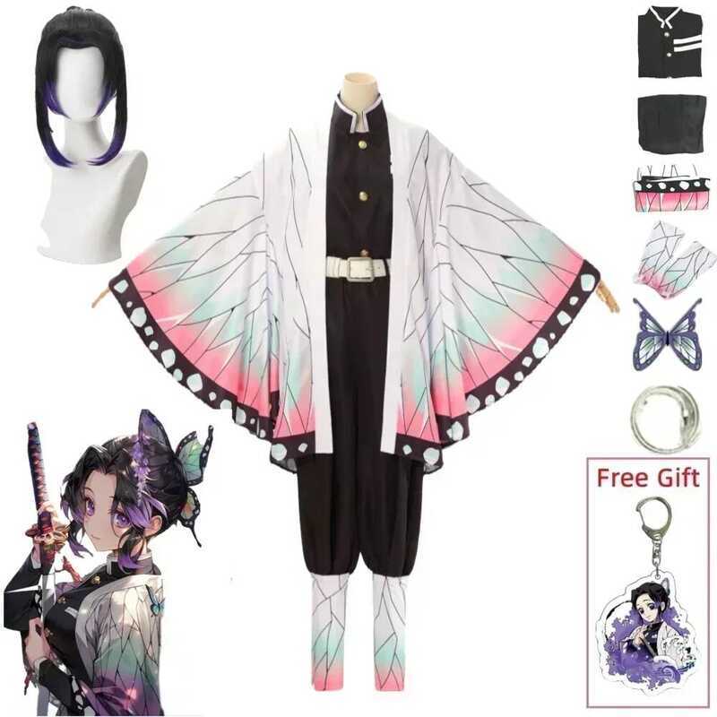 C Kochou Shinobu Cosplay Kostuum Anime Shinobu Pruik Haori Uniforme Vrouwen Maternelle Halloween Kl