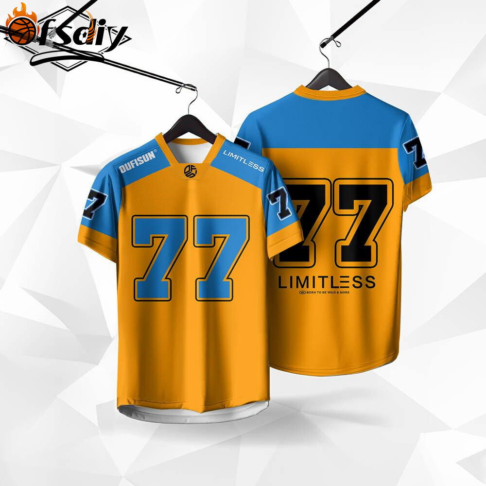 Jersey Custom NameCampus Football Team Jersey Mens No. 77 เจอร์ซีย์ แฟชั่นกีฬาเสื้อยืดชายบาสเกตบอลเส