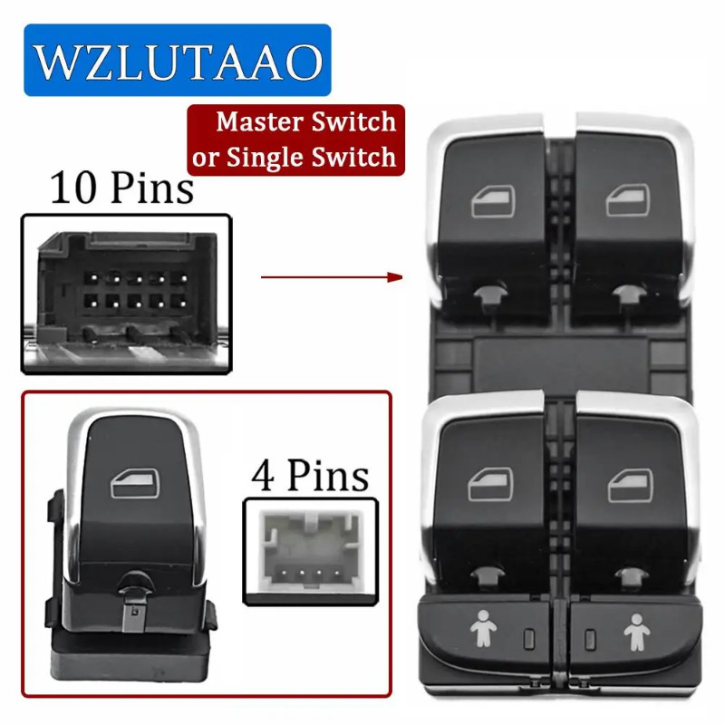 Electric Power Master Window Lifter Switch 4GD959851B 4H0959851E Single Switch 8KD959855A For Audi