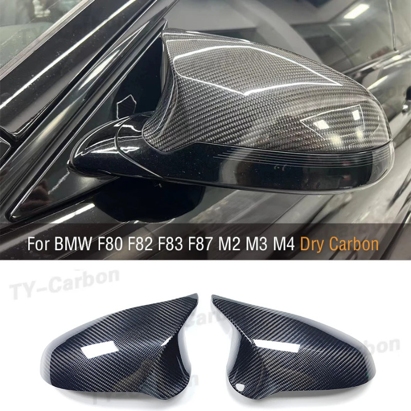 For BMW F82 F83 M3 M4 M2 F87 Competition Real Dry Carbon Fiber  Rear SideView Mirror Cover Caps Add