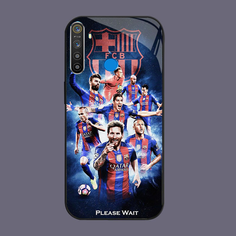 DK-55 Barcelona LOVE Casing GLASS soft frame สีดํา OPPO Realme Narzo Reno F27 20 C65 3 5i 5 20A 7 3i
