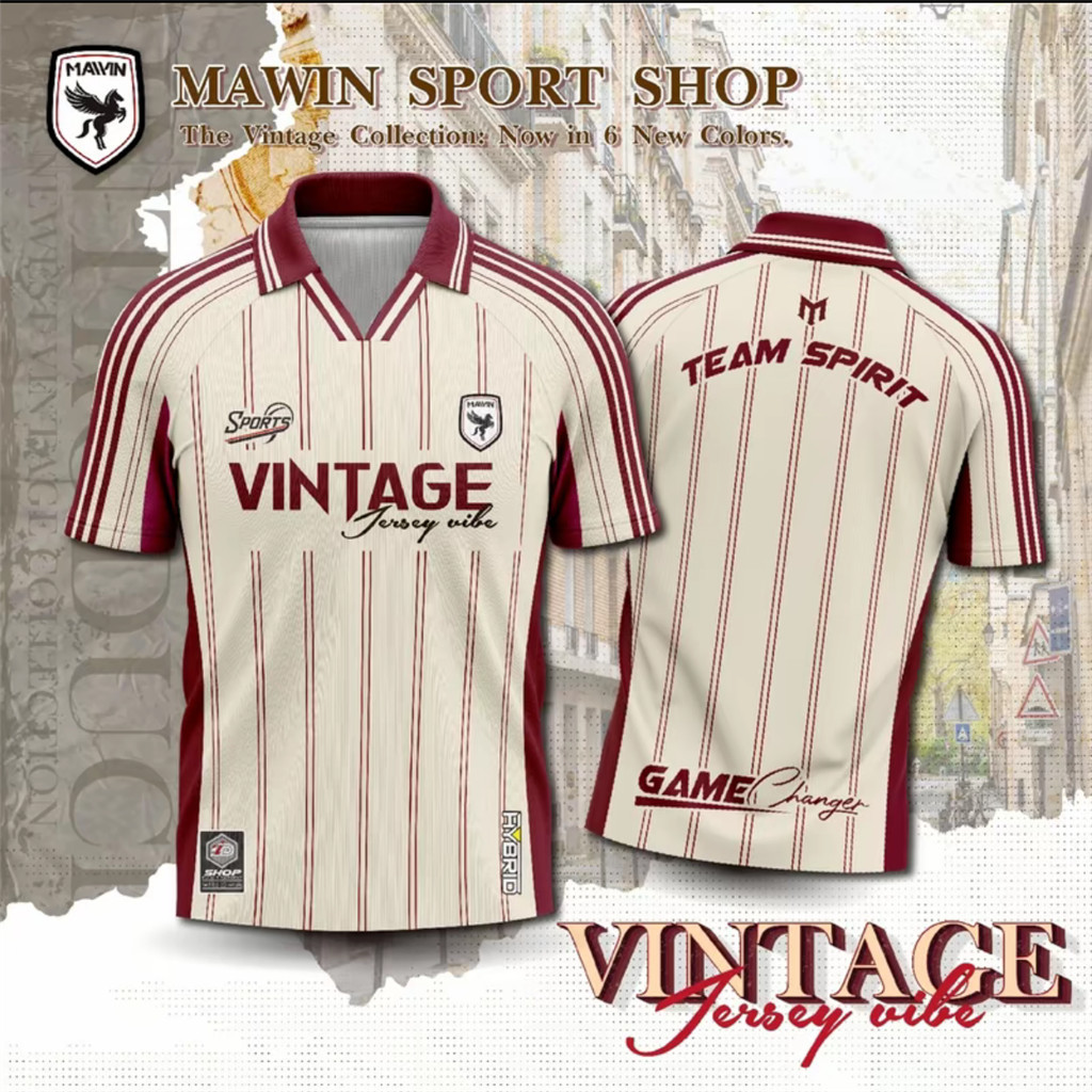 เสื้อโปโล MAWIN ลายสปอร์ตวินเทจ สำหรับทุกเพศ