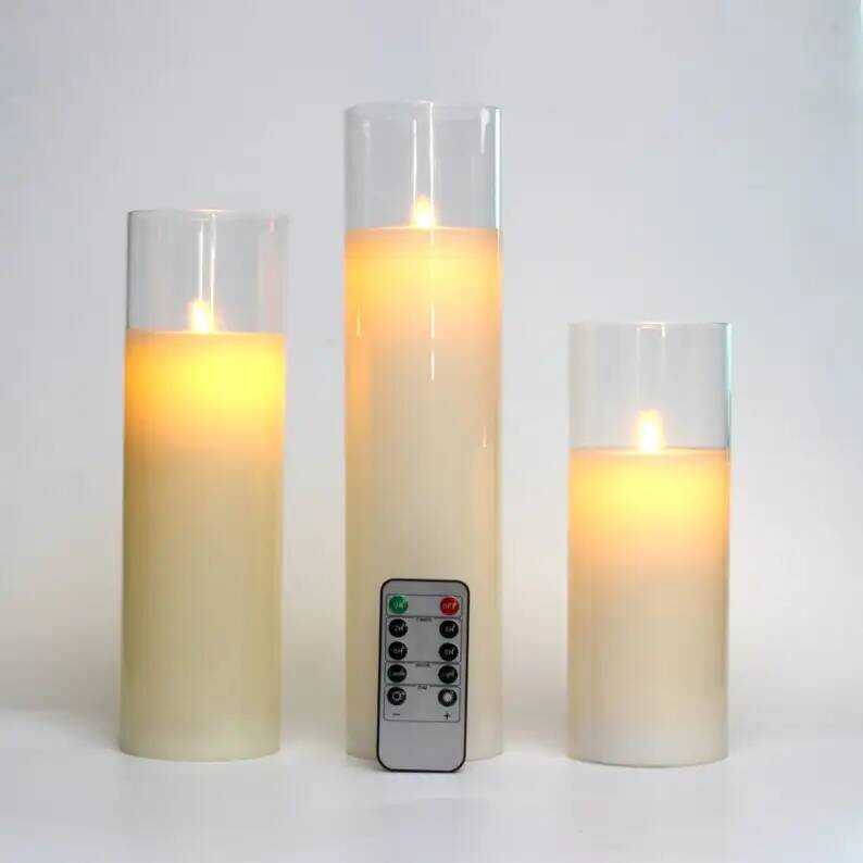 C LED Candles With Remote Control Cycg Timer 8" 10" 12" Glass Flameless Candles Battery Operated Re