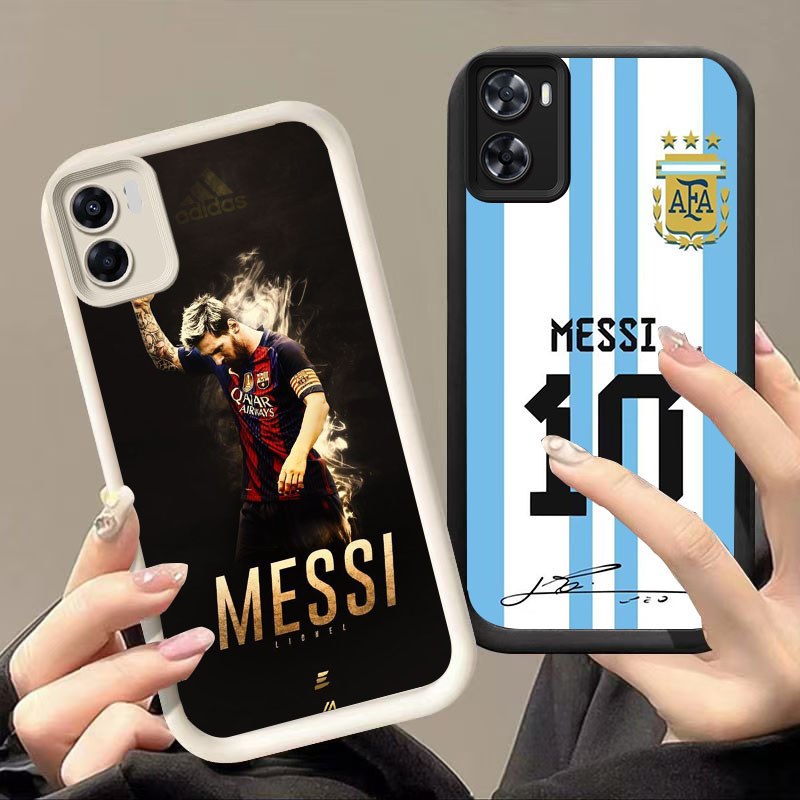 HK-58 Football star Messi ปลอกกันกระแทกสําหรับซิลิโคนสีดําและสีขาว OPPO Realme A76 A77s 9i C33 A96