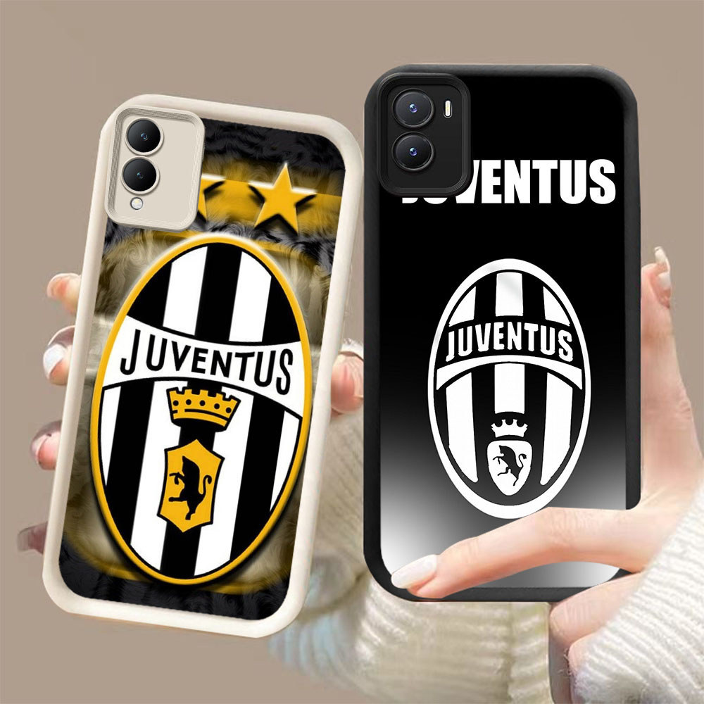 DK-68 JUVENTUS ปลอกซิลิโคนสีดําและสีขาวสําหรับ VIVO IQOO Z9 Y28 Z10 Y35 Y17S Y56 Y16 Y02S Z9X 2024 5