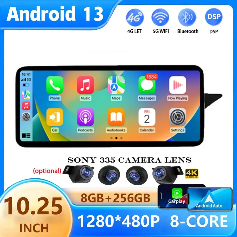 10.25" Android 13 Car Stereo GPS Touch Screen For Mercedes W212 2009-2016 RHD WIFI 8+256GB BT Carpl