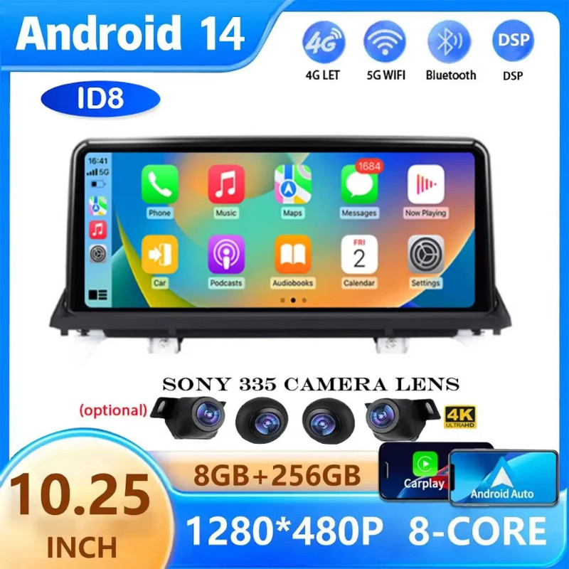 ID8 Android 14 Wireless Carplay Car Radio for BMW X5 E70 X6 E71 E72 CCC CIC Android Auto Multimedia