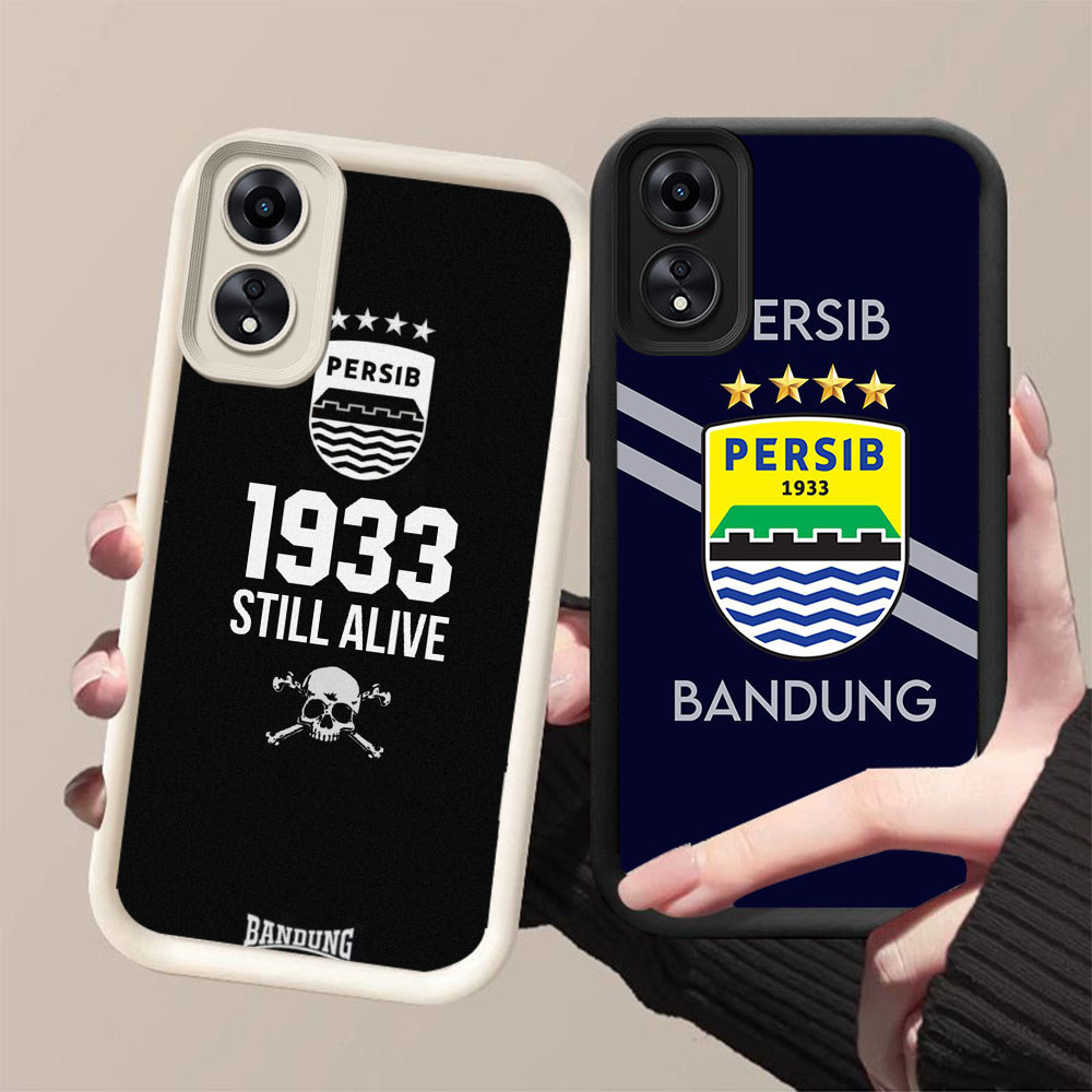 DJ-38 PERSIB ปลอกซิลิโคนสีดําและสีขาวสําหรับ OPPO A98 A18 A38 A17K A78 A60 F23 A58 5G 4G