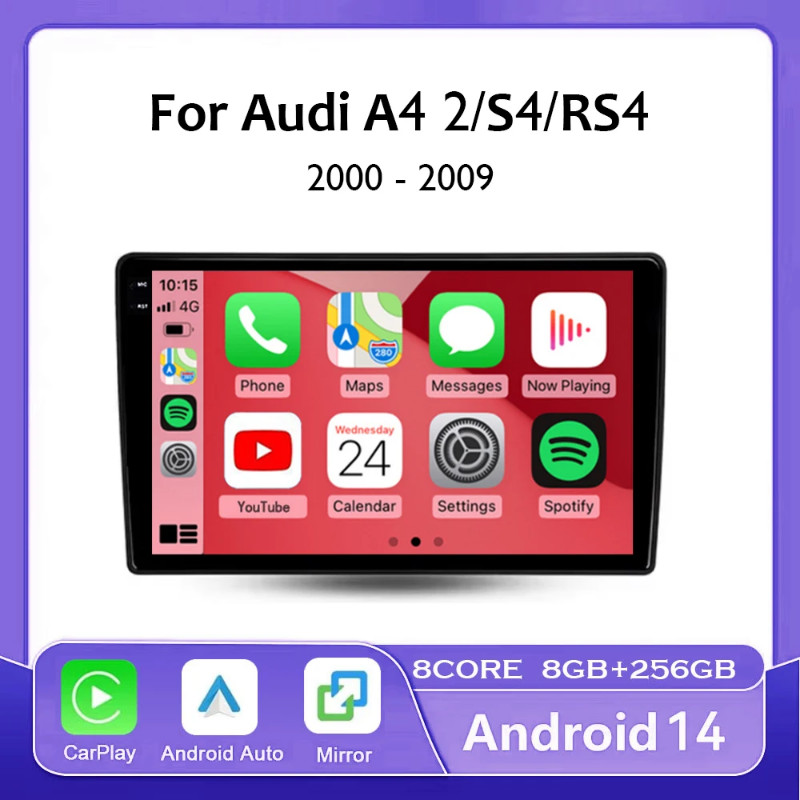 For Audi A4 B6 B7 S4 B7 B6 RS4 SEAT Exeo 2008-2012 Car Radio Multimedia Video Player Navigation GPS