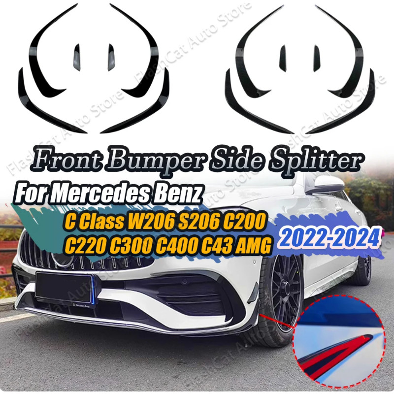 Bumper Side Canard Cover For Mercedes Benz C Class W206 Front Fog Lamp Grill Sticker W206 S206 C200