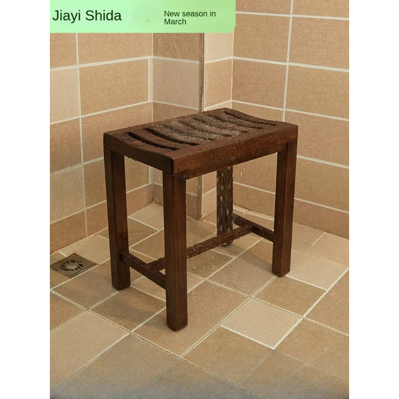 Solid wood bathroom stool non-slip bath chair bath stool bathroom wooden stool elderly toilet bench