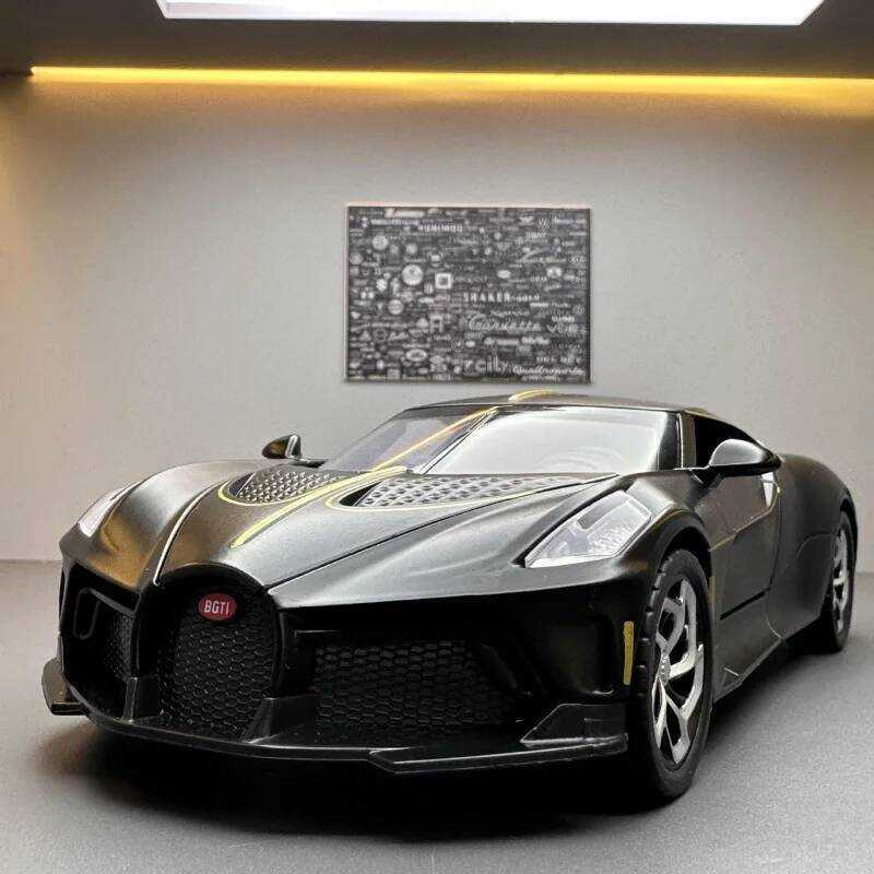 C 1:24 Bugatti La Voiture Noire Alloy Ercar Diecast Model Car Central Control Ornament Trendy Decor