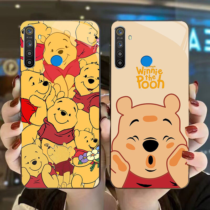 DK-80 Winnie the Pooh Casing GLASS soft frame สีดํา OPPO Realme Narzo Reno F27 20 C65 3 5i 5 20A 7 3