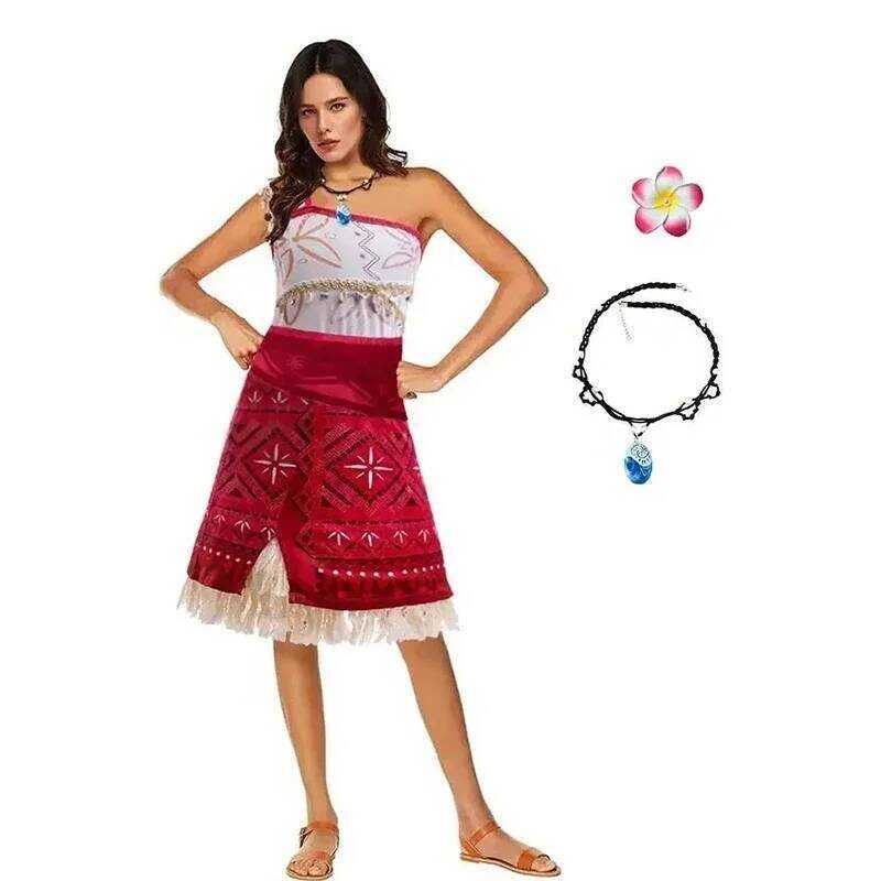 C Women Movie Cosplay Moana Costume Tassel Skirt Outfits Ocean Adventure Princess Dress For Adult G