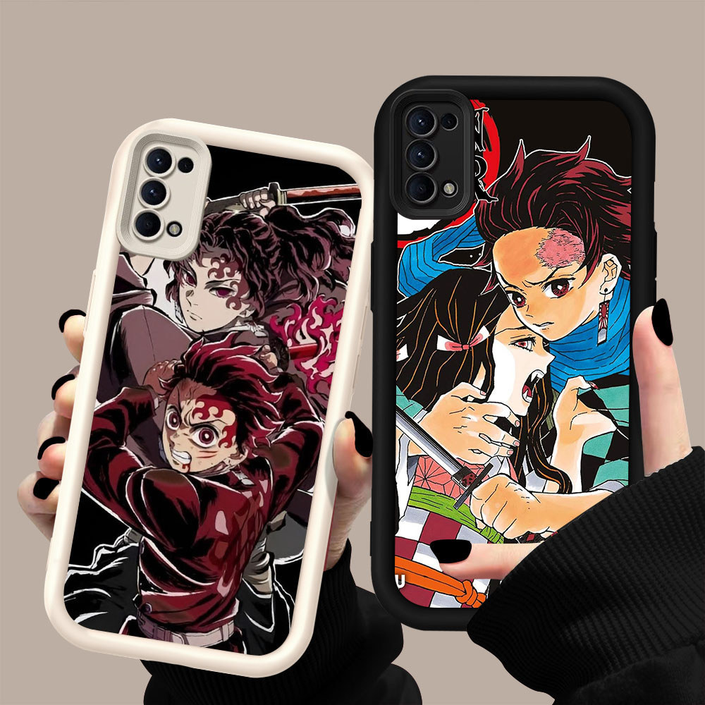 HK-54 Demon Slayer X ปลอกกันกระแทกสําหรับซิลิโคนสีดําและสีขาว OPPO Realme Reno ค้นหา Narzo N63 A5i X