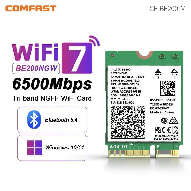 Comfast WiFi7 BE200 Tri-Band Wifi Bluetooth 5.1 อะแดปเตอร์เครือข่ายไร้สาย Dongle สําหรับ PC/แล็ปท็อป