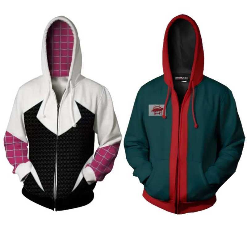 C Erhero Cosplay For Gwen Stacy Hoodies Zipper Coat Adult Costume Hooded Pullover Streetwear Hip Ho