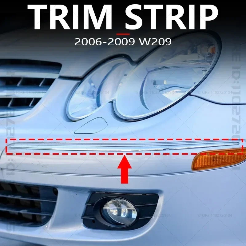 for 2006-2009 W209 Mercedes Benz CLK350 CLK500 CLK550 CLK55 CLK63 AMG Front Bumper Chrome Trim Stri