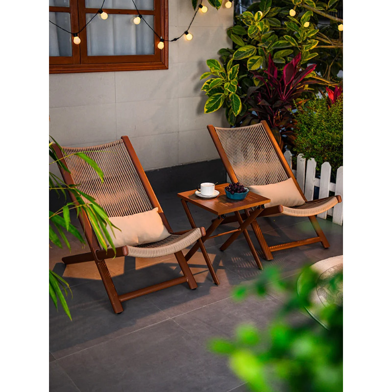 Rattan chair outdoor leisure lounge chair terrace open-air back chair small coffee table rattan bal