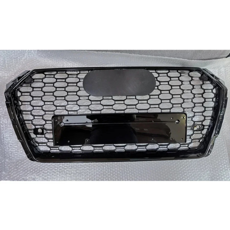 For RS4 Style Front Sport Hex Mesh Honeycomb Hood Grill Gloss Black for  A4/S4 B9 2017-2019 car acc
