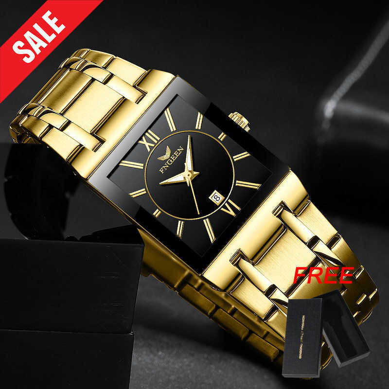 FNGEEN [พร้อมกล่องฟรี] fngone นาฬิกาผู้ชายอัตโนมัติแบรนด์ชั้นนํากันน้ําส่องสว่างสแตนเลสนาฬิกาควอทซ์ห