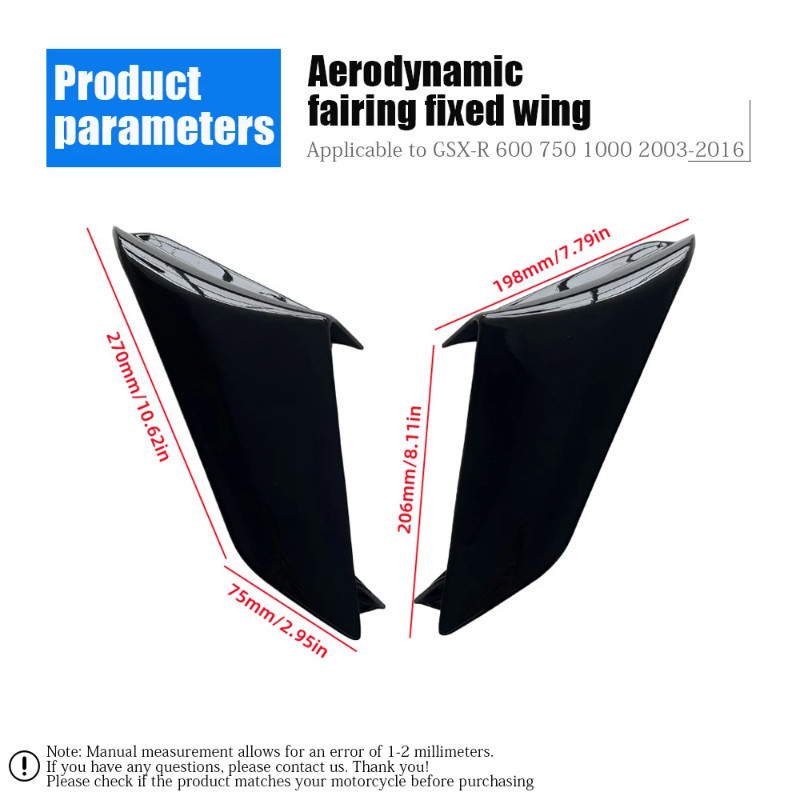 Motorcycle Fixed Wind Wing For Suzuki GSX-R600 GXS-R750 GXS-R1000 2003-2016 Motorcycle Accessories