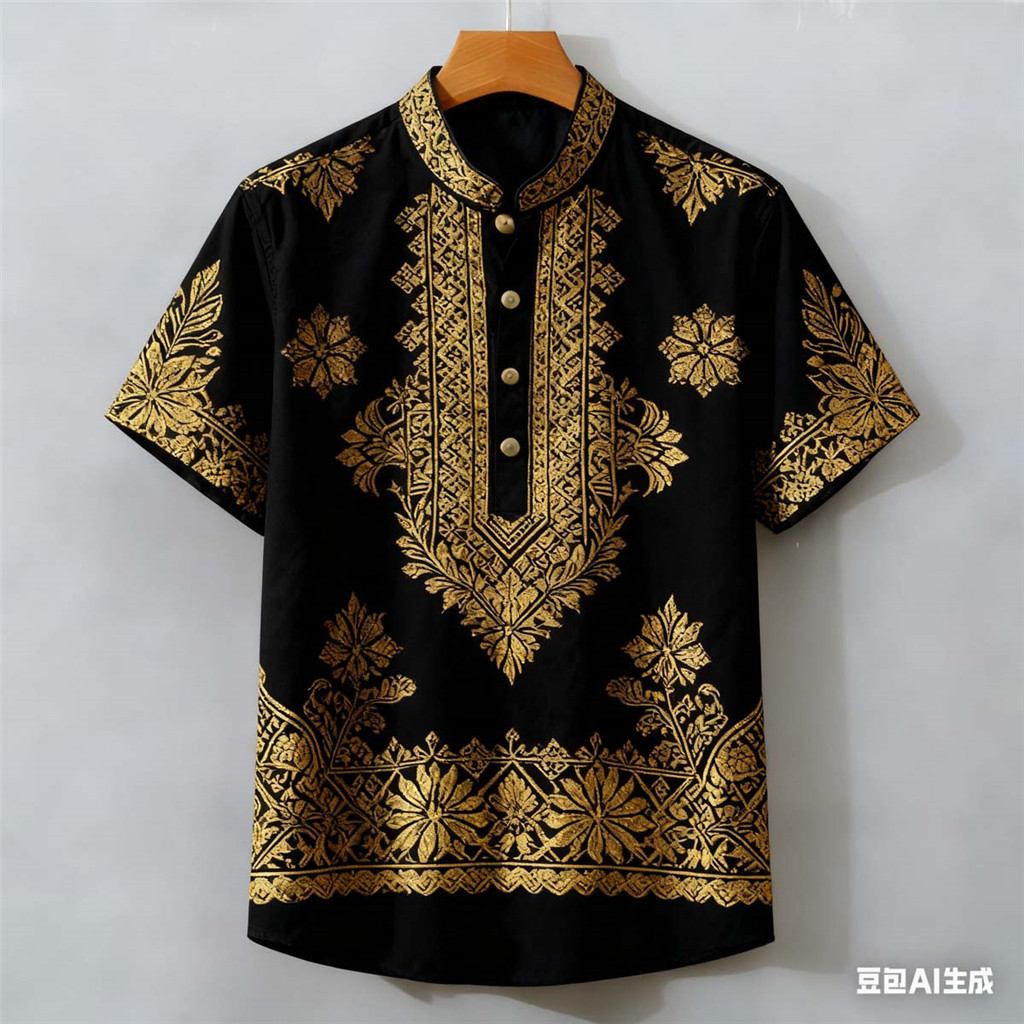 เสื้อโปโลผู้ชาย สไตล์ชาติพันธุ์วินเทจ ดีไซน์สวมใส่ง่ายสำหรับกิจกรรมกลางแจ้ง 32G