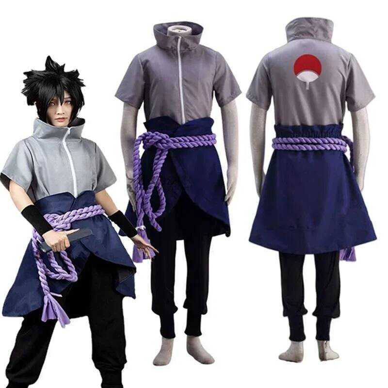 C New Anime Uchiha Sasuke Cosplay Outfit Halloween Costume Party Role Play Uniform Comic Clothes Ou
