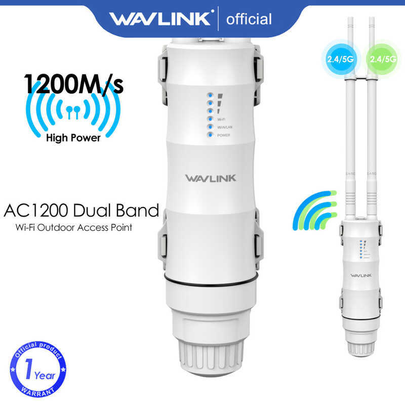 2x7dBi เสาอากาศกําลังสูง WAVLINK N300/AC600/AC1200 Dual Band Access Point, Outdoor Long Range Wi-Fi 