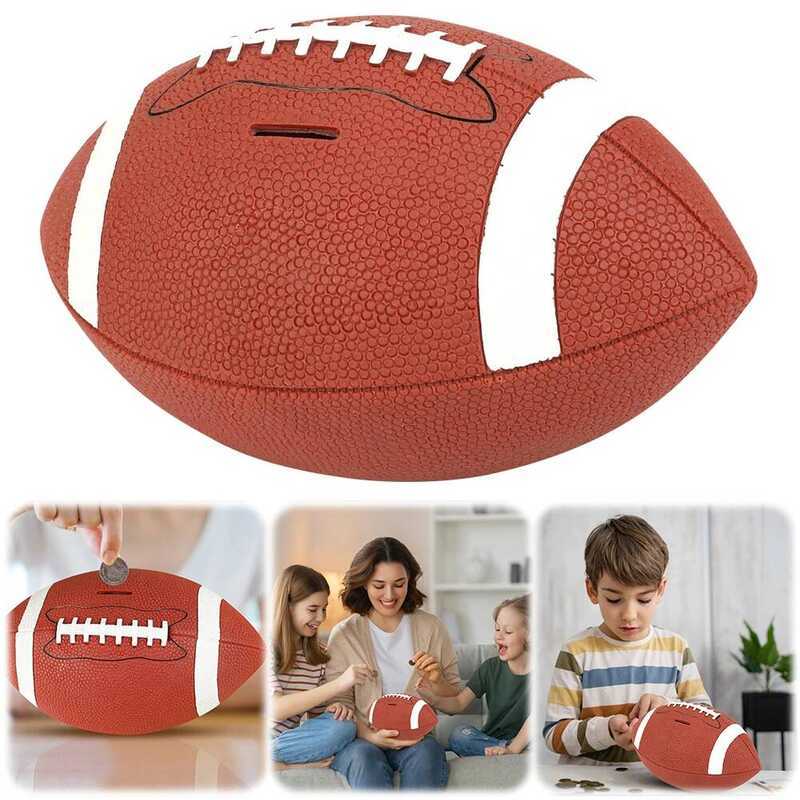 C Football Piggy Bank Football Coin Bank Shatterproof Rugby Saving Bank Money Saving Box For Desk D