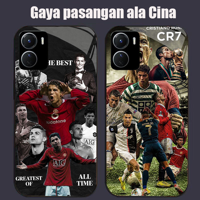 DJ-43 Ronaldo Casing GLASS soft frame สีดํา VIVO iQOO Y16 Z9X Y17S Y15S Y15A Y56 Y36i Y01 Y36 U5X Y2