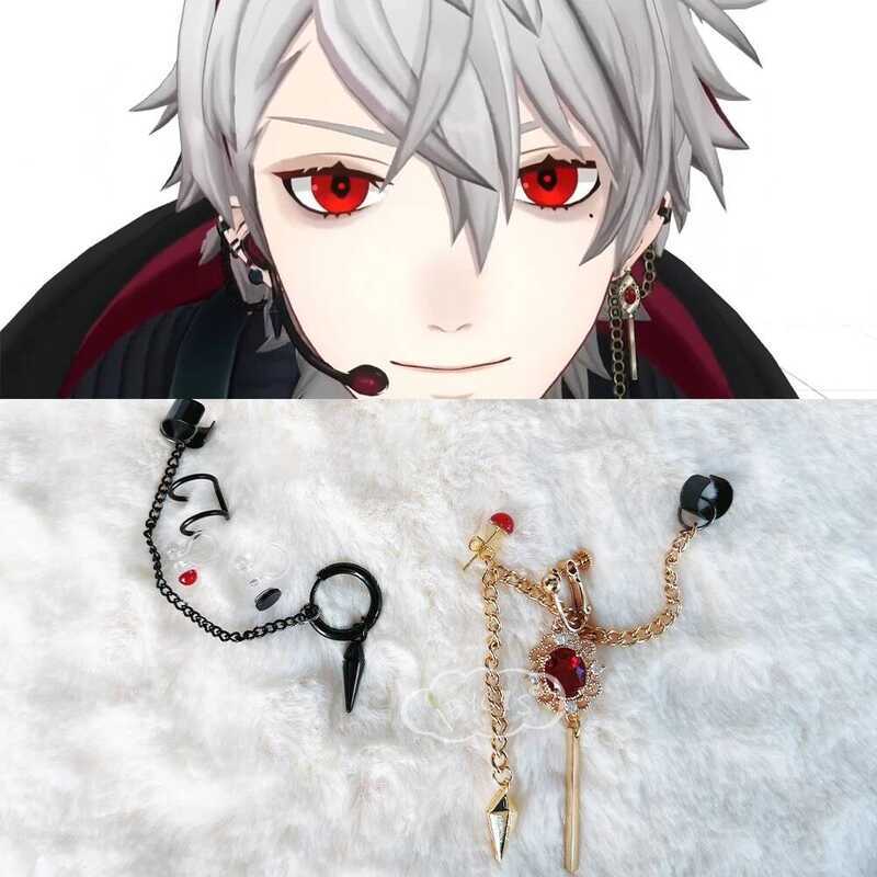 C 2024 NIJISANJI Vtuber Kuzuha Cos Earrings Cosplay Sanya Ear Clip Ear Pins Halloween Costume Anime