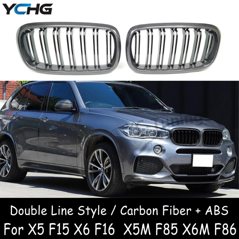 X5 F15 X6 F16 Real Carbon Fiber Front Bumper Kidney Grille For BMW X5 F15 X6 F16 X5M F85 X6M F86 Ra