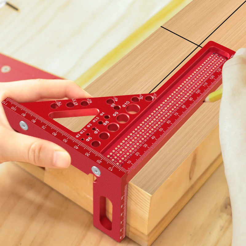 Extended 3D Multi-Angle Measuring Ruler Woodworking Square Protractor W/Dowel Pin,Aluminum Miter Tr
