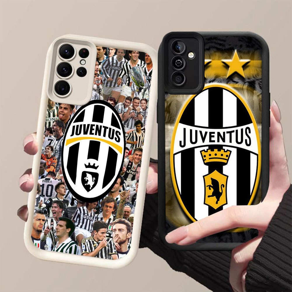 DK-68 JUVENTUS ปลอกซิลิโคนสีดําและสีขาวสําหรับ Samsung S21 S25 A26 M15 FE A54 S24 A55 Ultra 5G 4G