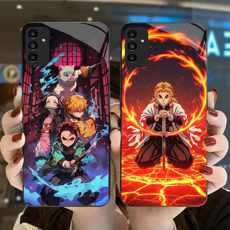 DK-59 Demon Slayer X Casing GLASS soft frame สีดํา Samsung A34 A24 A05S S21 M15 A25 A35 FE A04S A15 