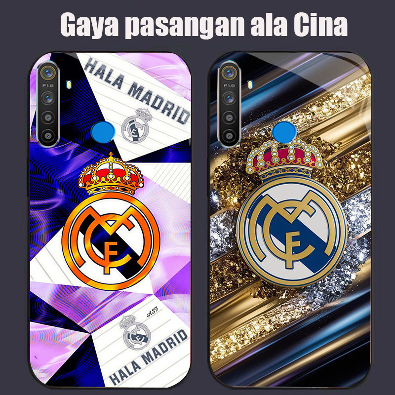 DK-78 Real Madrid FC Casing GLASS soft frame สีดํา OPPO Realme Narzo Reno F27 20 C65 3 5i 5 20A 7 3i