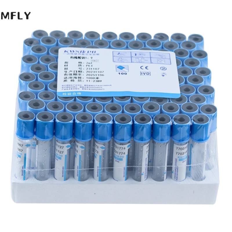 100pcs anticoagulant Blood coagulation sodium citrate plastic tube sterile negative pressure vacuum