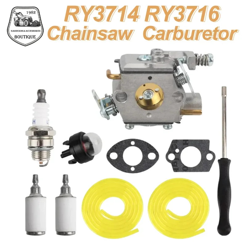 New 309376002 Carburetor W/Tune Up Kit RY3714 RY3716 Gas Chainsaw Carb Gasket Fuel Filter  Fuel Lin
