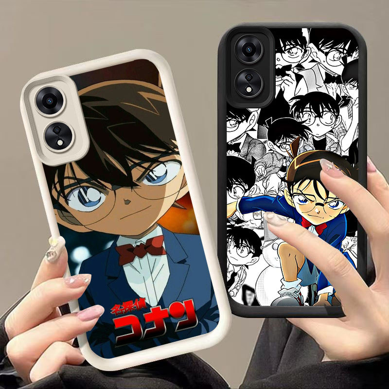DJ-18 Detective Conan ปลอกซิลิโคนสีดําและสีขาวสําหรับ OPPO A98 A18 A38 A17K A78 A60 F23 A58 5G 4G