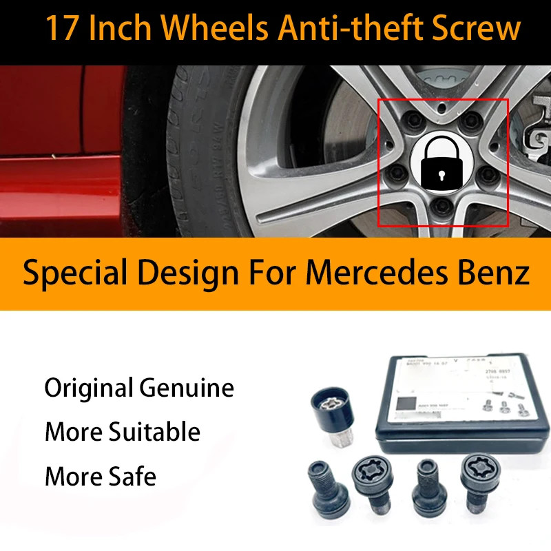 M14x1.5x27 Genuine Anti-Theft Screw Lock Wheel For Mercedes Benz A B C E M S GLA GLB 17 Inch Wheels