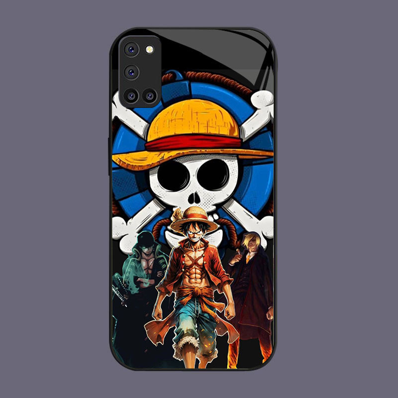 DJ-37 One Piece Team Casing GLASS soft frame สีดํา OPPO Reno A92 5 5F A72 A52 A94 F19 Pro Lite