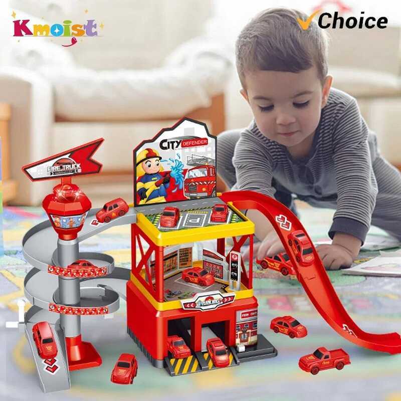 C Rail Car Parking Assembled Runway Inertia Car Engineering Vehicle Children Toy City Garage Alloy