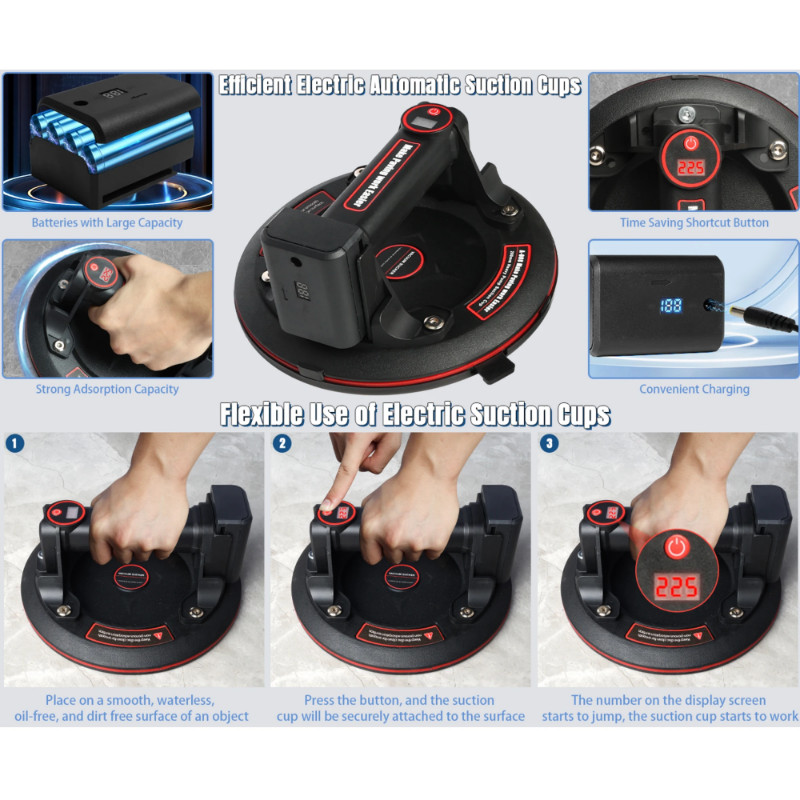 Electric Vacuum Suction Cup for Glass Tile Strong Bearing Capacity Sucker Electric Vacuum Glass Lif