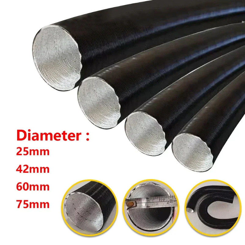 25/42/60/75mm Bellows Warm Air Ducting Intake Outlet Exhaust Corrugation 0.5-2M Hose Pipe For Webas