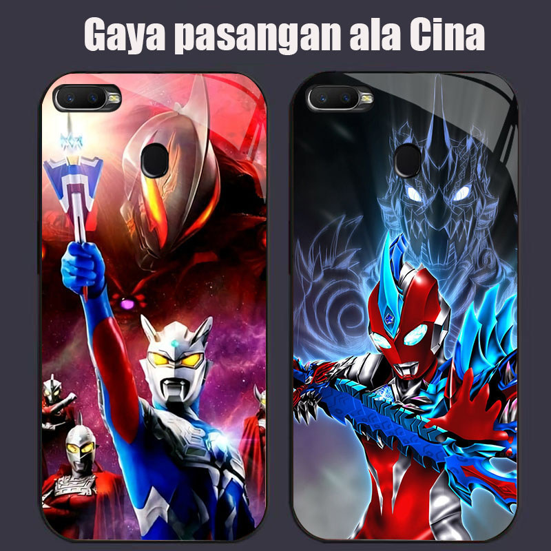 DK-79 Ultraman Casing GLASS soft frame สีดํา OPPO Realme F5 F9 F7 A5S A7 A11K A12S 2 A12 Pro