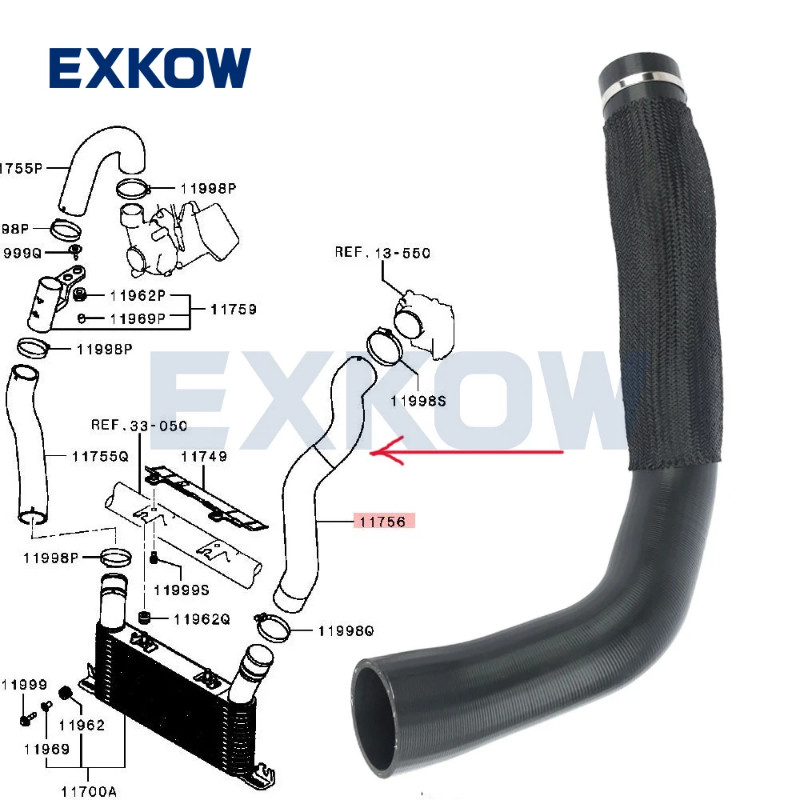 Inter Cooler Outlet Air Hose Pipe for Mitsubishi Pajero Montero V88W V98W 1505A200 DC5009TT