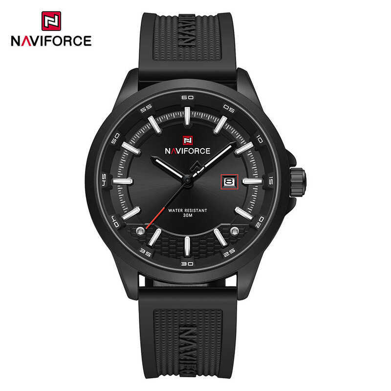 NAVIFORCE Original ผู้ชายควอตซ์ปฏิทิน Luminous มือกันน้ํา 30 M สาย Silica รอบ Simple Dial แฟชั่น Cas