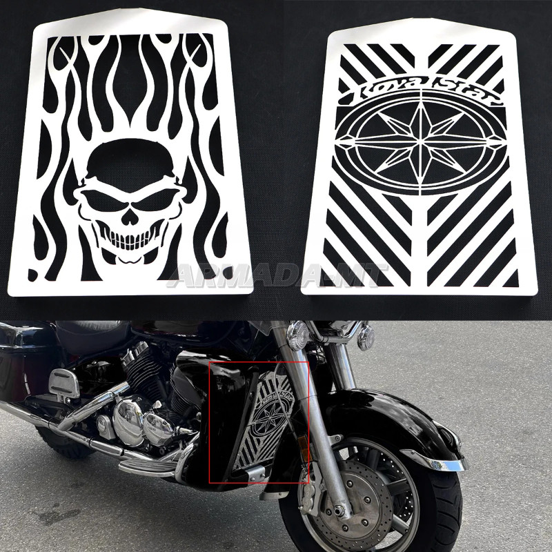 For Yamaha XVZ13 Royal Star XVZ1300 XVZ 1300 Venture Tour Deluxe Motorcycle Skull Flame Radiator Gr