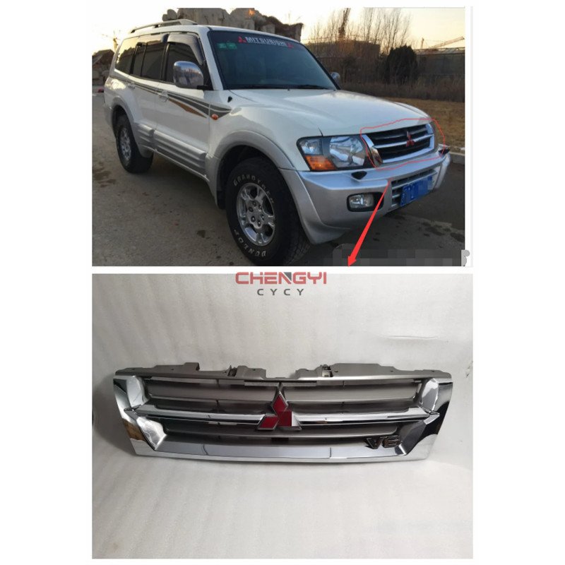 Front Bumper Grille For Mitsubishi PAJERO V73 V75 V77 Bumper Net For Montero Old 2000-2002 Chrome M
